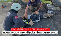 Faciadan dönüldü: İş makinesi yemek molasındaki işçilerin arasına daldı