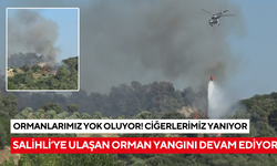 Salihli’ye ulaşan orman yangını devam ediyor