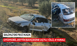 Salihli’de otomobil zeytin bahçesine uçtu, baba öldü, eşi ve çocukları yaralandı