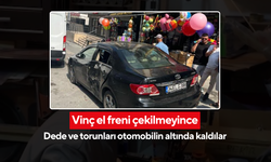 Facianın eşiğinden dönüldü! Vinç geri kaydı, dede ve torunları aracın altında kaldı | Güvenlik kameraları herşeyi kaydetti...