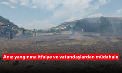 Anız yangınına itfaiye ve vatandaşlardan müdahale