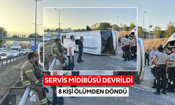 Servis midibüsü devrildi: 8 yaralı