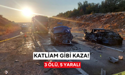 Kafa kafaya çarpışan iki otomobil alev aldı: 3 ölü, 5 yaralı