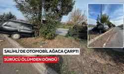Salihli’de feci kaza! Otomobil ağaca çarptı, sürücü ölümden döndü