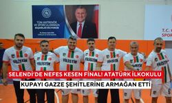 Selendi’de nefes kesen final! Atatürk İlkokulu kupayı Gazze şehitlerine armağan etti