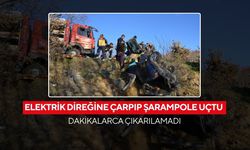 Elektrik direğine çarpıp şarampole uçtu! Dakikalarca çıkarılamadı | O anlar böyle görüntülendi
