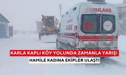 Karla kaplı köy yolunda zamanla yarış! Hamile kadına ekipler ulaştı