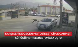 Karşı şeride geçen motosiklet ciple çarpıştı: Sürücü metrelerce havaya uçtu!