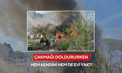 Çakmağı doldururken hem kendini hem de evi yaktı
