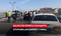 Salihli’de köprülü kavşakta otomobiller çarpıştı: 1 yaralı