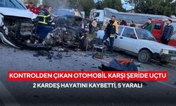Kontrolden çıkan otomobil karşı şeride uçtu: 2 kardeş hayatını kaybetti, 5 yaralı