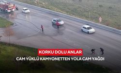 Korku dolu anlar: Cam yüklü kamyonetten yola cam yağdı