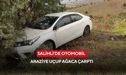 Salihli’de otomobil araziye uçup ağaca çarptı: Sürücü yaralandı