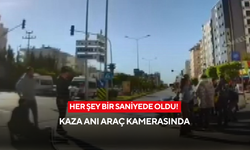 Saniyelerle gelen kaza: Kırmızıda geçti, motosikletli kuryeyi altına aldı