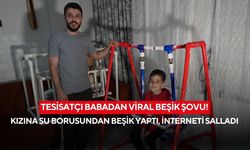Tesisatçı babadan viral beşik şovu! Kızına su borusundan beşik yaptı, interneti salladı