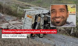 Direksiyon hakimiyetini kaybetti, kamyon uçtu: Yolcu hayatını kaybetti