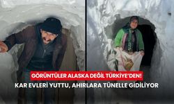 Görüntüler Alaska değil Türkiye’den: Kar evleri yuttu, ahırlara tünelle gidiliyor