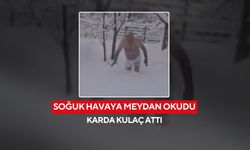 Kar keyfi sınır tanımadı! 40 santim karda yüzdü...