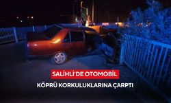 Salihli’de otomobil köprü korkuluklarına çarptı