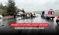 Otobüsle çarpışan otomobil hurdaya döndü: 3 kişi olay yerinde hayatını kaybetti