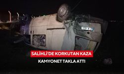 Salihli’de korkutan kaza: Kamyonet takla attı