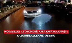 Motosiklet ile otomobil kafa kafaya çarpıştı: Kaza anı kask kamerasında