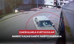 Virajı alamadı, markete daldı! Facia saniyelerle atlatıldı