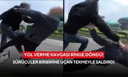 Yol verme kavgası ringe döndü! Sürücüler birbirine uçan tekmeyle saldırdı