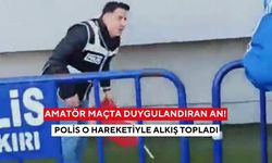 Amatör maçta duygulandıran an! Polis o hareketiyle alkış topladı