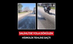 Salihli’de 3 kilometrelik tehlike! D300’de hidrolik yağ trafiği felç etti