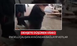 İnsanlık dışı görüntüler! Zihinsel engelli işçiyi vince astılar...