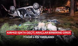 Kırmızı ışıkta geçti, araçlar birbirine girdi! 1’i ağır 6 kişi yaralandı