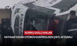 Korku dolu anlar: Kaygan yolda otobüs kontrolden çıktı, 16 yaralı