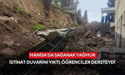Manisa’da sağanak yağmur istinat duvarını yıktı, öğrenciler dersteydi