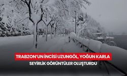 Trabzon’un incisi Uzungöl, yoğun karla seyirlik görüntüler oluşturdu