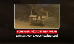 Tepki çeken görüntü! Seyir halindeki otomobilin bagaj kısmına oturarak ilerledi