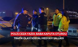 Babası kaputun üstünde oturup polise direndi… Yüksek sesle seyreden sürücünün aracı trafikten men edildi