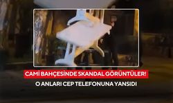 Cami bahçesinde skandal görüntüler! Masalara zarar veren çocuklar yakalandı