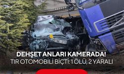Dehşet anları kamerada! Tır otomobili biçti: 1 ölü, 2 yaralı