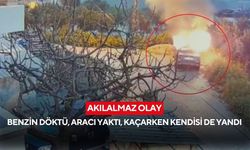 Evin önünde park halindeydi… Benzin döktü, aracı yaktı, kaçarken kendisi de yandı...