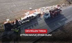 Devrilen tırda 27 ton havuç ziyan oldu