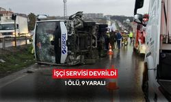 İşçi servisi devrildi: 1 ölü, 9 yaralı