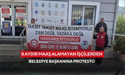 8 aydır maaş alamayan işçilerden belediye başkanına protesto
