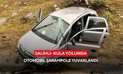 Salihli- Kula yolunda otomobil şarampole yuvarlandı