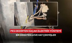 Pes dedirten kaçak elektrik yöntemi: Bir direkten 6 eve hat çekmişler