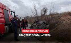 Kontrolden çıkan araç ters döndü: 6 yaralı