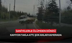 Malzeme yola saçıldı, ağaçlar yerinden söküldü! Kamyon kazası araç kamerasına yansıdı...