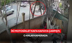 İki motosiklet kafa kafaya çarpıştı, o anlar kamerada