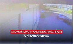 Otomobil park halindeki aracı biçti: O anlar kamerada