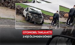 Otomobil takla attı: 2 kişi ölümden döndü